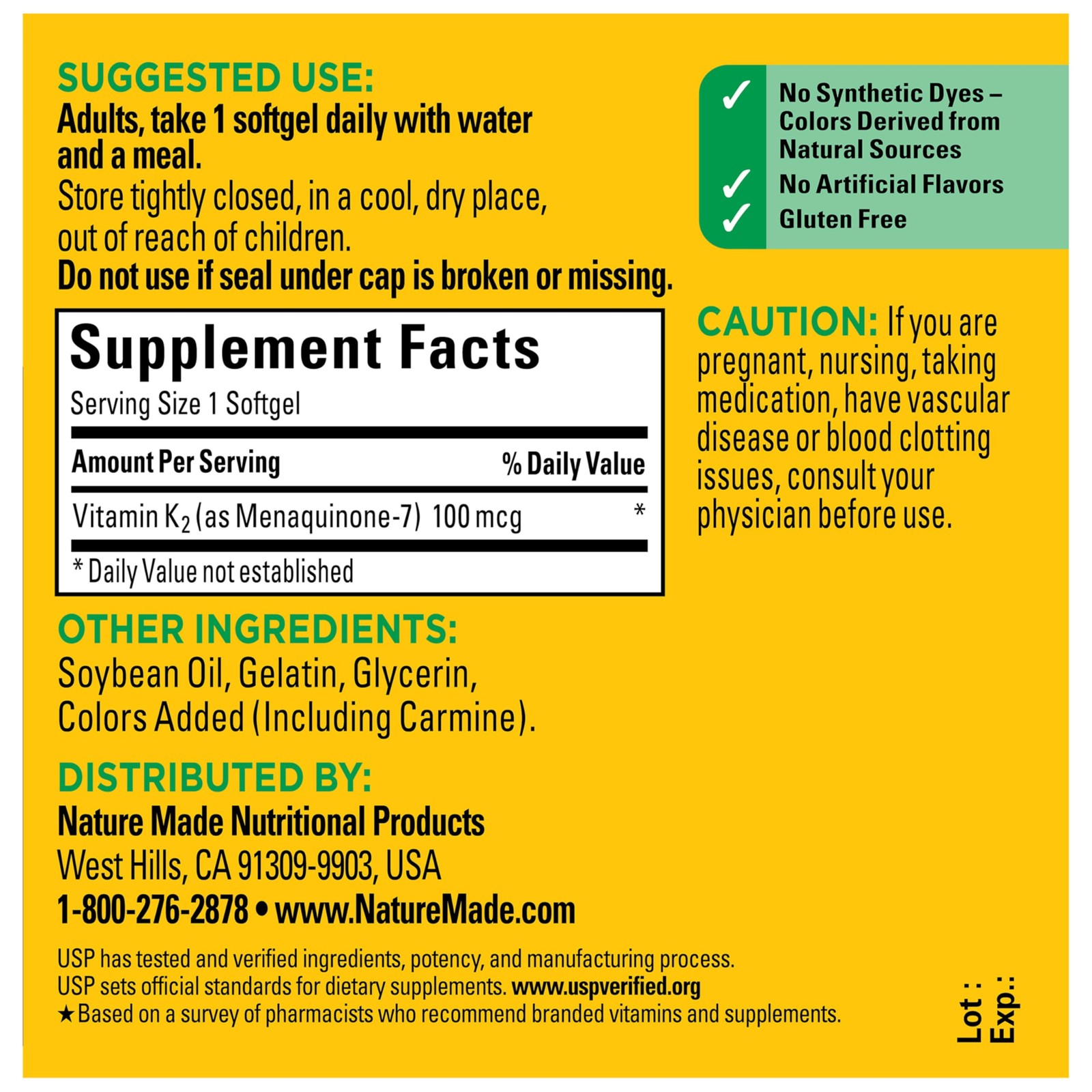 Nature Made Vitamin K2 100 mcg, Healthy Bone 30 Count (Pack of 1), Purple