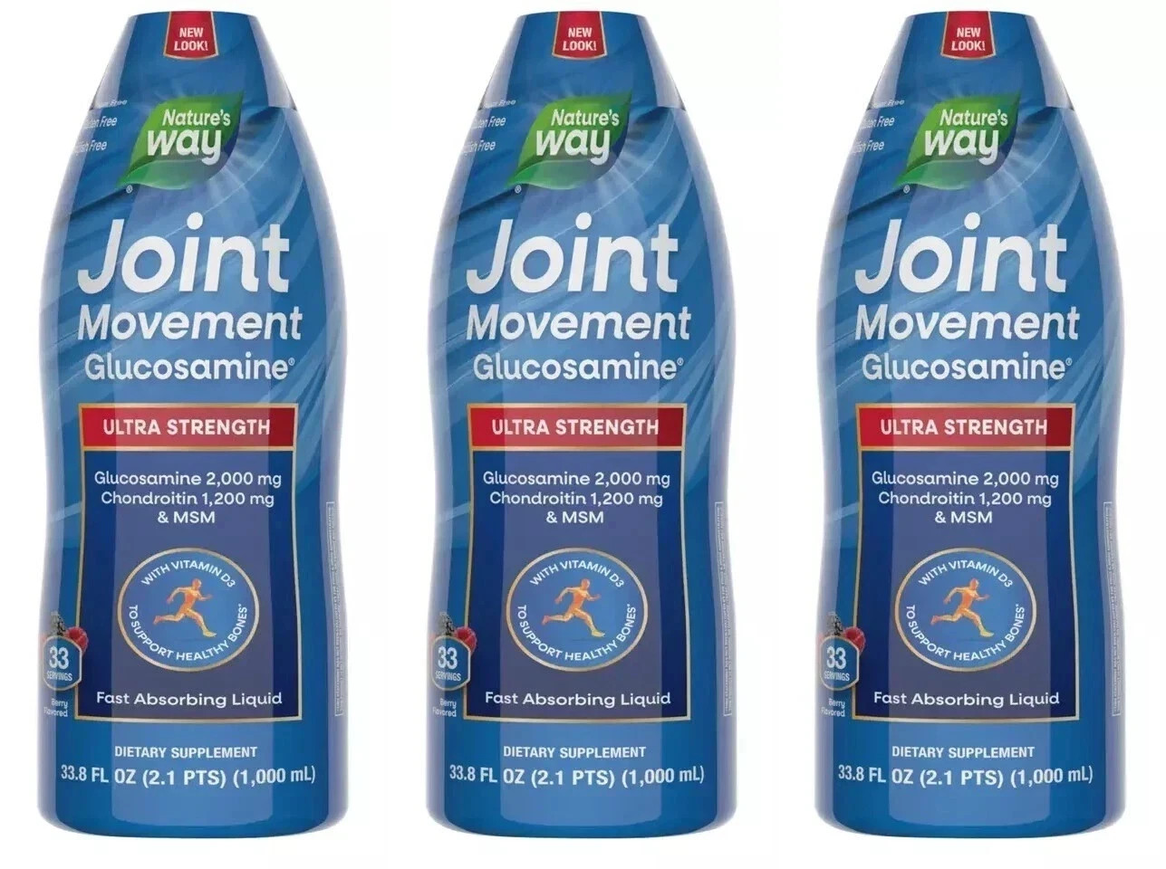 3 Pack – Nature’s Way Joint Movement Glucosamine Liquid, 33.8 fl. oz.