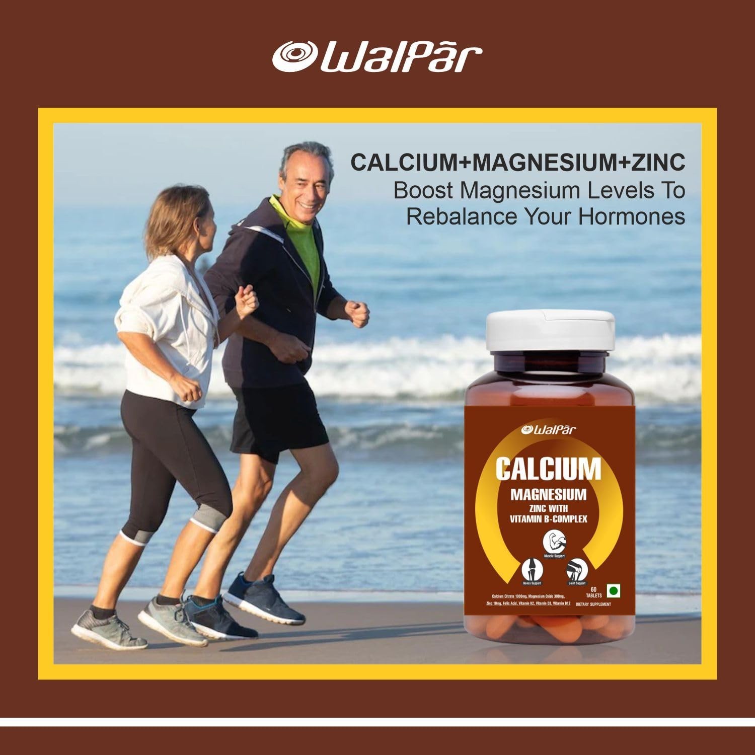 WAL.PAR Calcium Citrate 1300mg Magnesium Zinc D3 B12 B Complex
