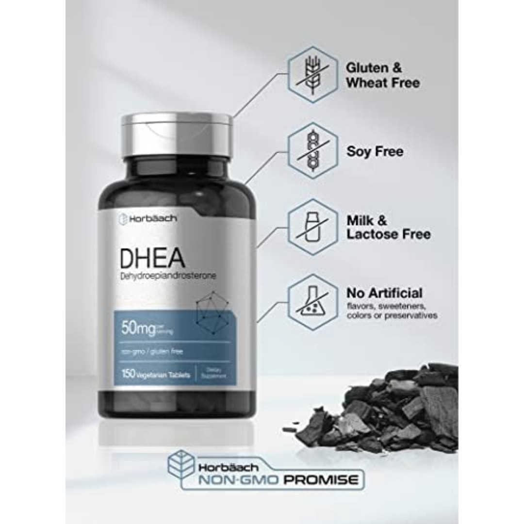 DHEA 50mg | 150 Capsules | Non-GMO, Gluten Free Supplement