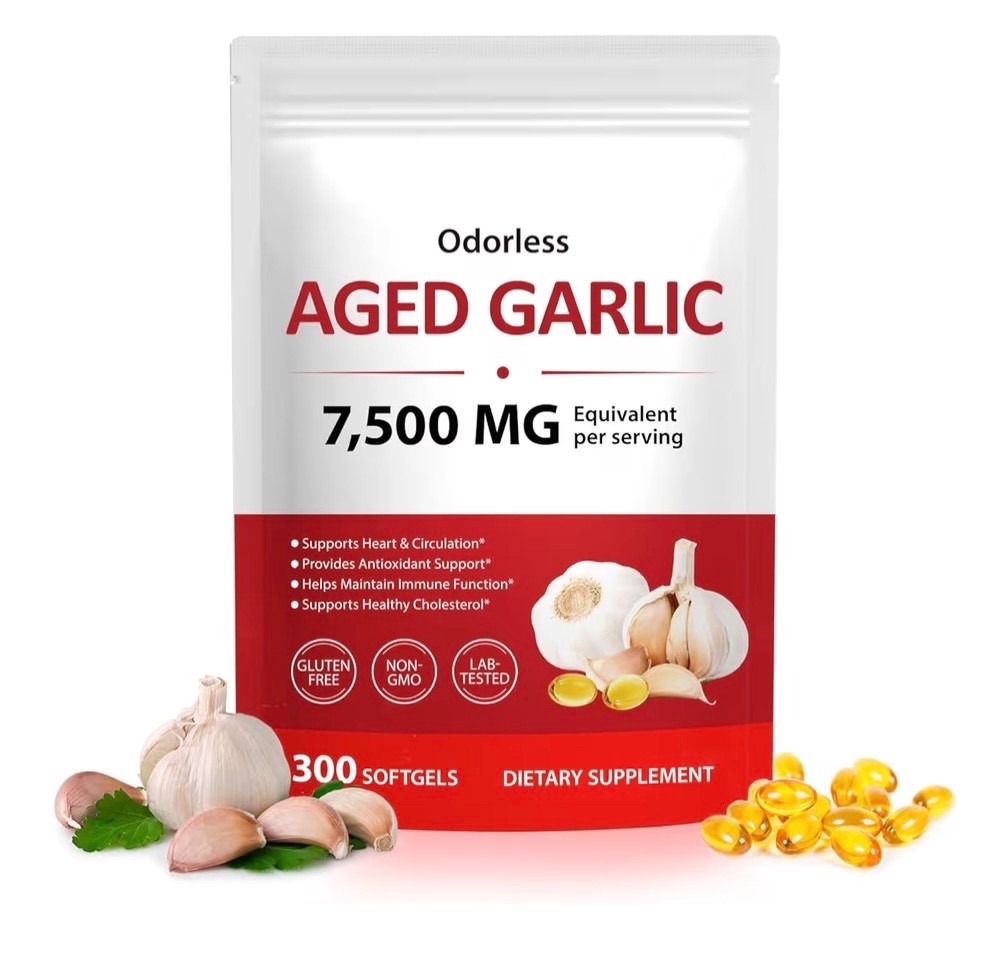 Odorless Garlic 7500Mg per Servings, 300 Softgels | 2 Years Aged Garlic Extra…