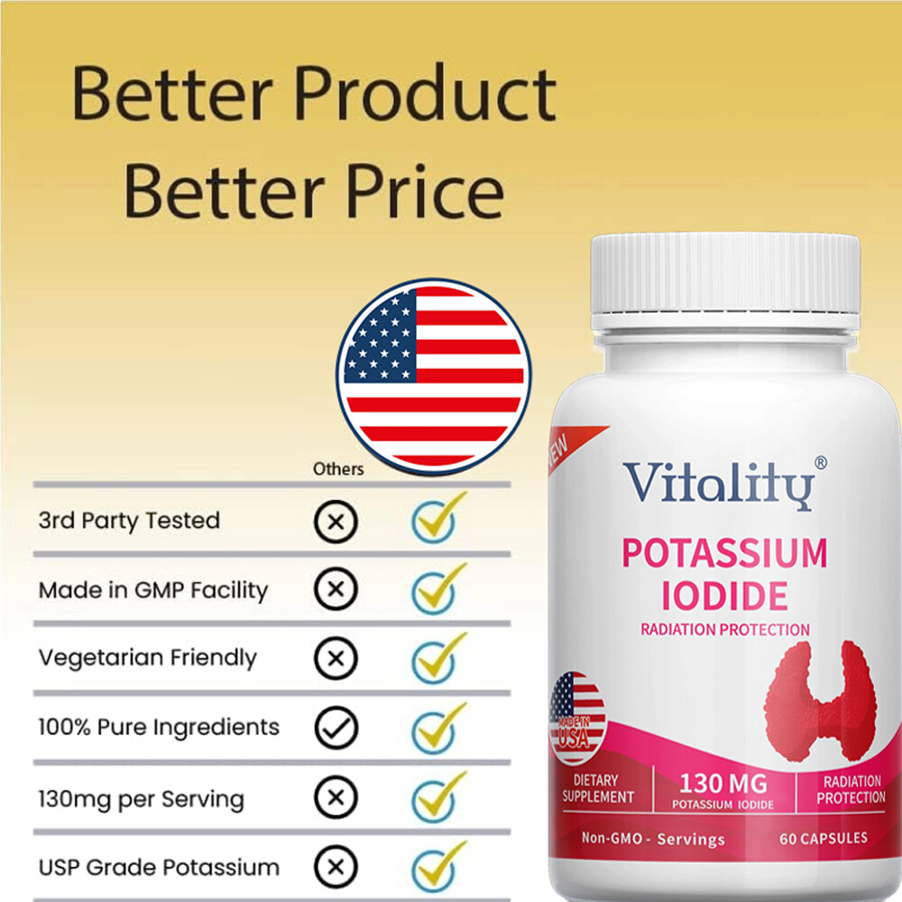 Vitality Potassium 130mg, 60 Softgels Exp 06/2026