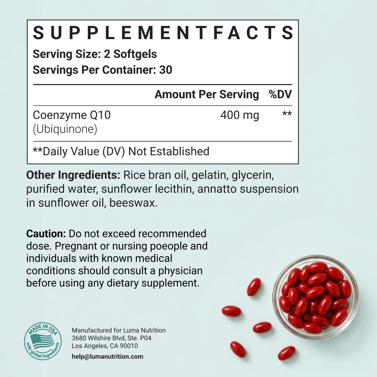 High-Absorption CoQ10 400mg Softgels – Heart Health Support – 60 Liquid Capsules