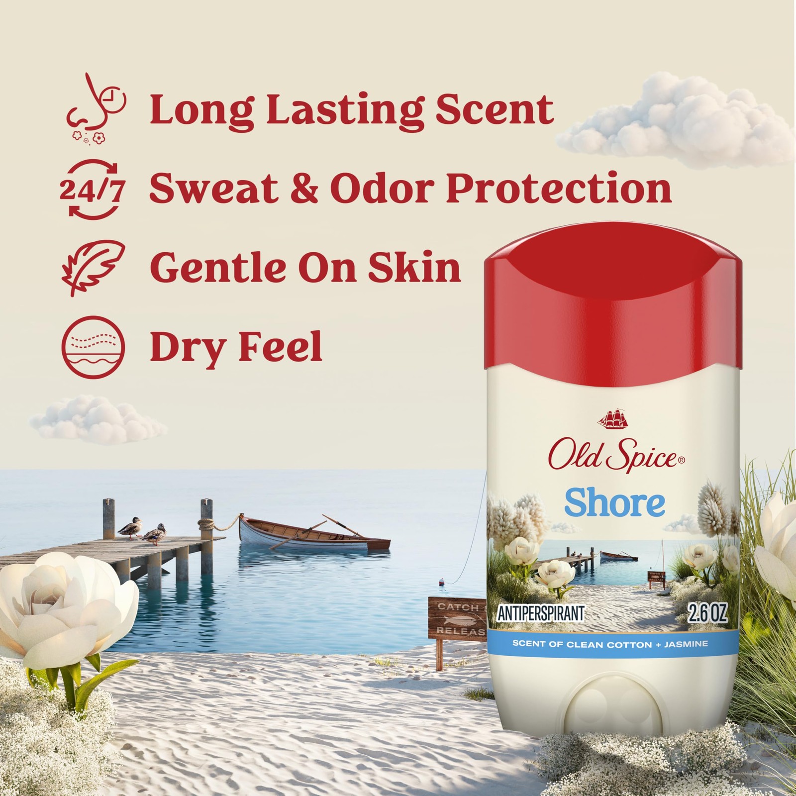 Old Spice Antiperspirant & Deodorant for Men, Shore, 2.6 Ounce (Pack of 1)