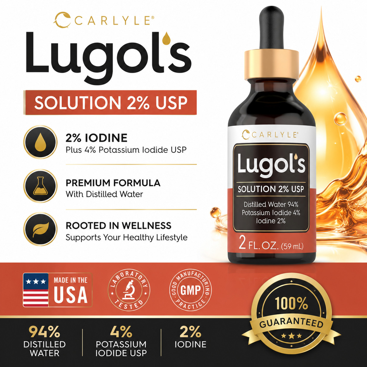 Lugols Iodine 2 Percent 2 Fl Oz Potassium Iodide and Solution