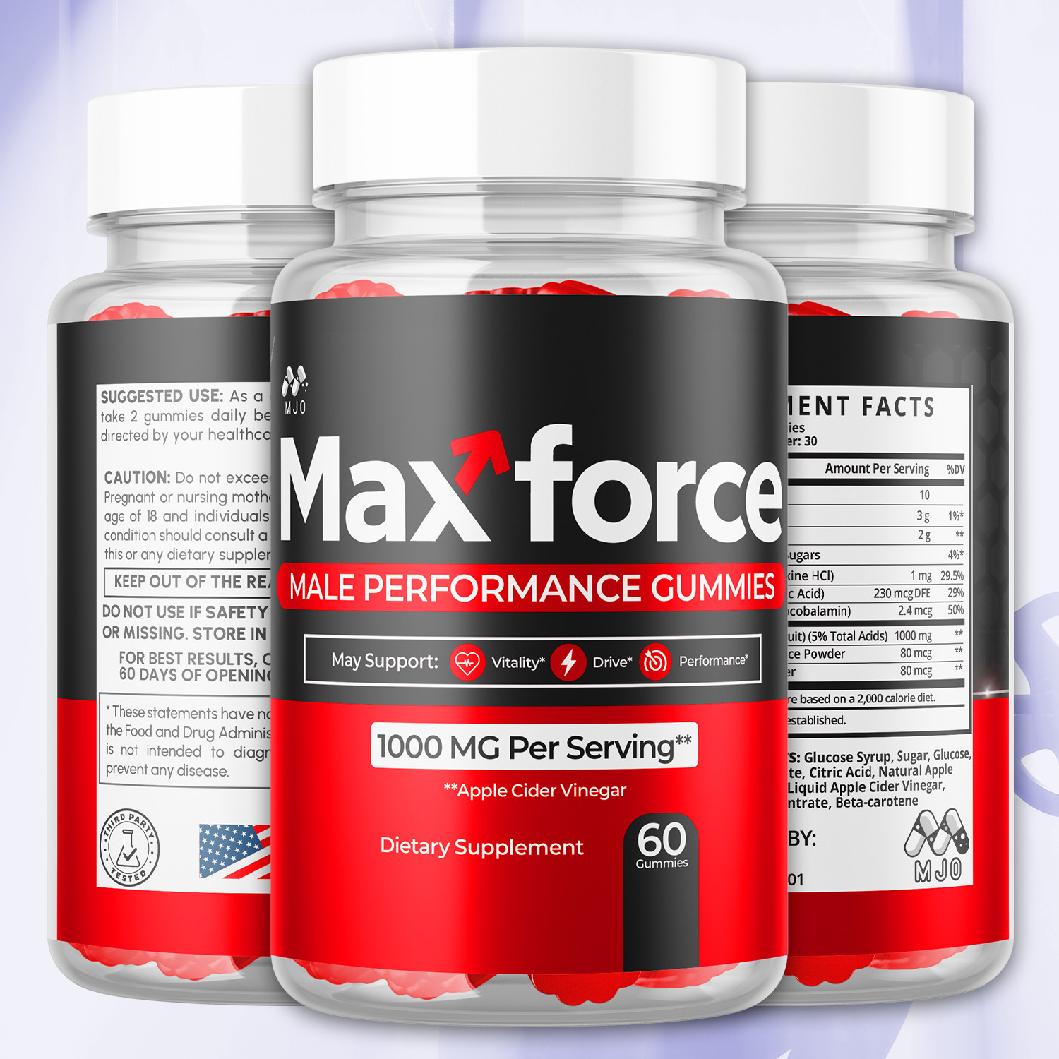 (1 Pack) Max Force Male Gummys Advanced Male Health Support MaxForce 60 Gummies