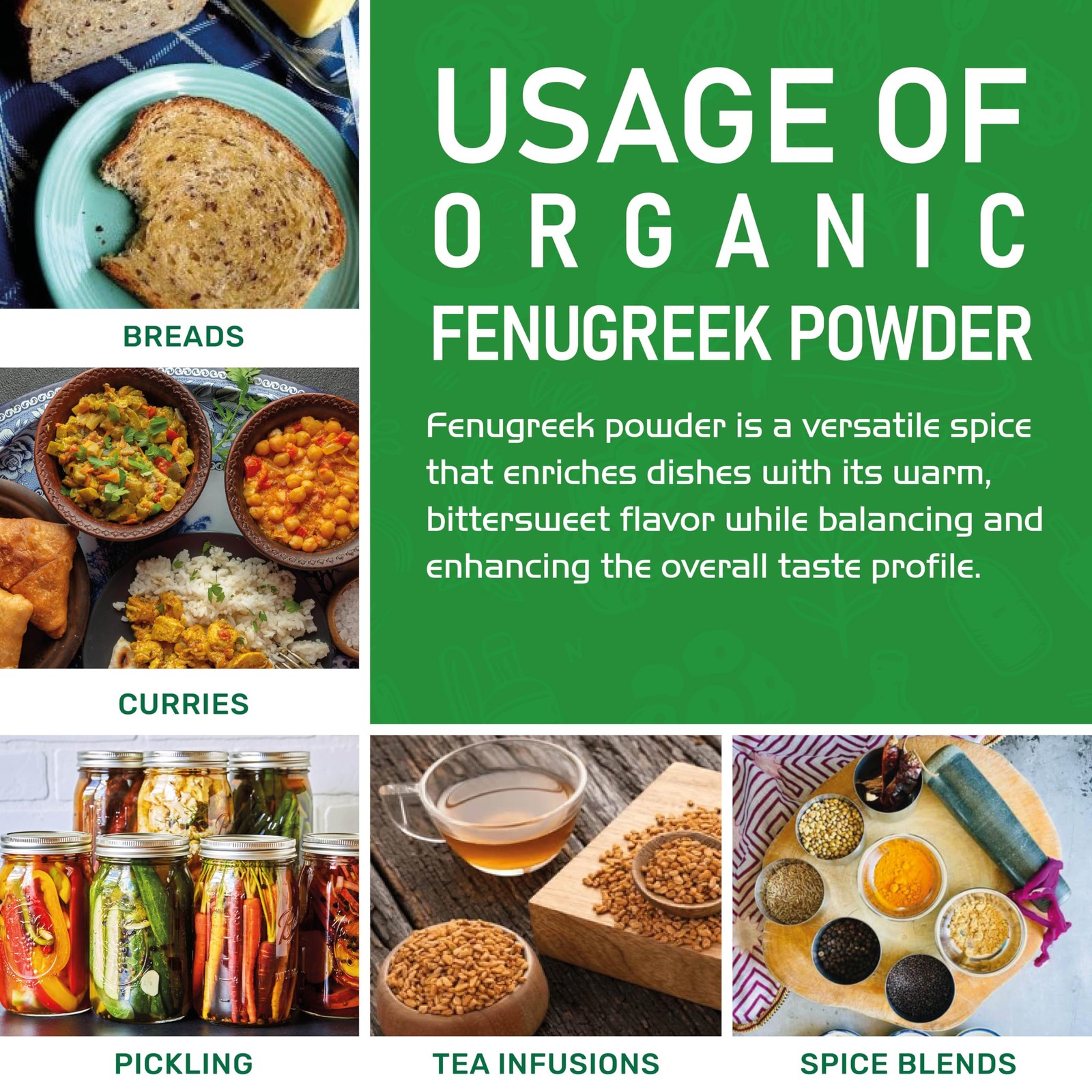Organic Fenugreek Powder 8oz Jar – Gluten Free, Non-GMO, Methi Powder, Pure,…