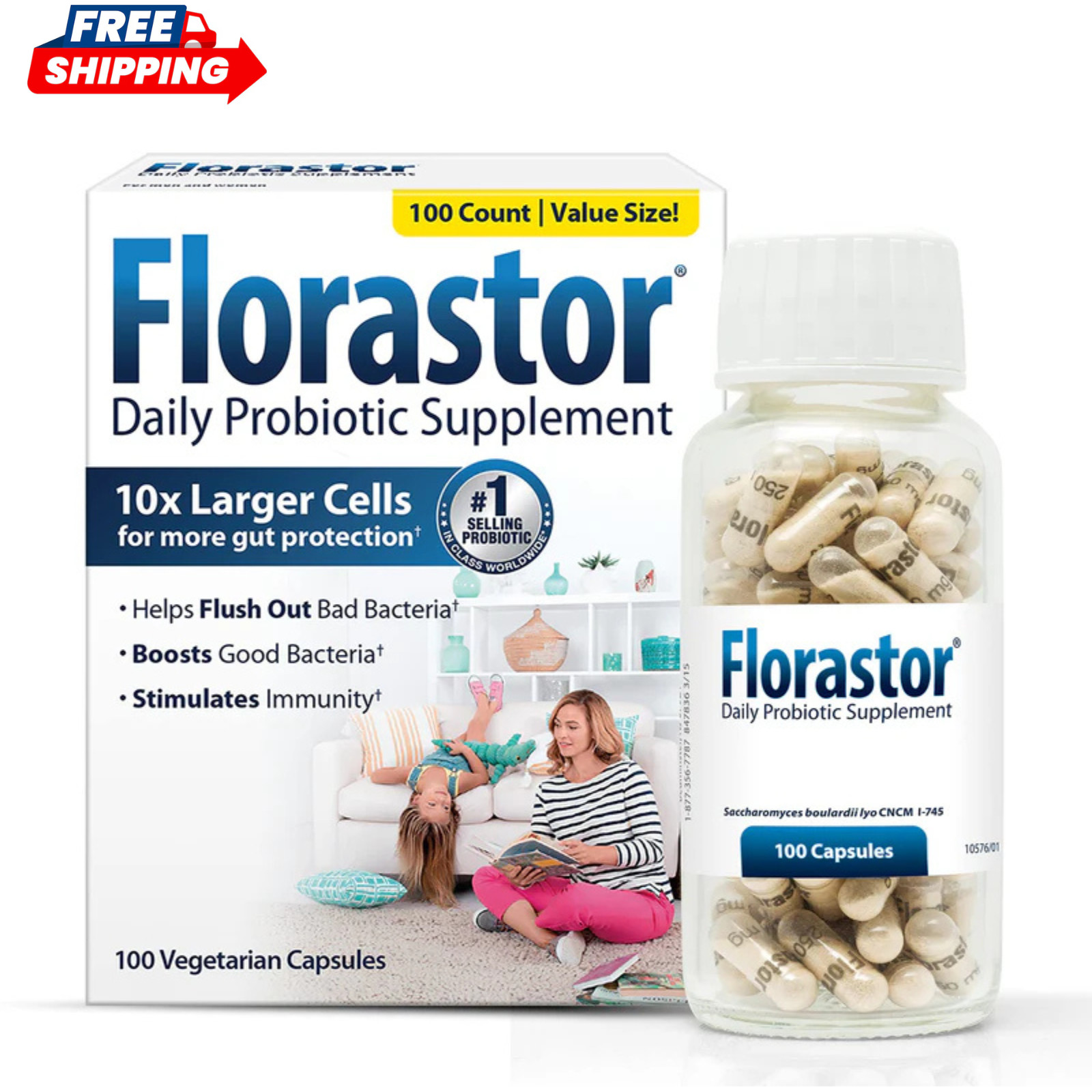 Florastor 250 mg Daily Probiotic Supplement – 100 Vegetarian Capsules