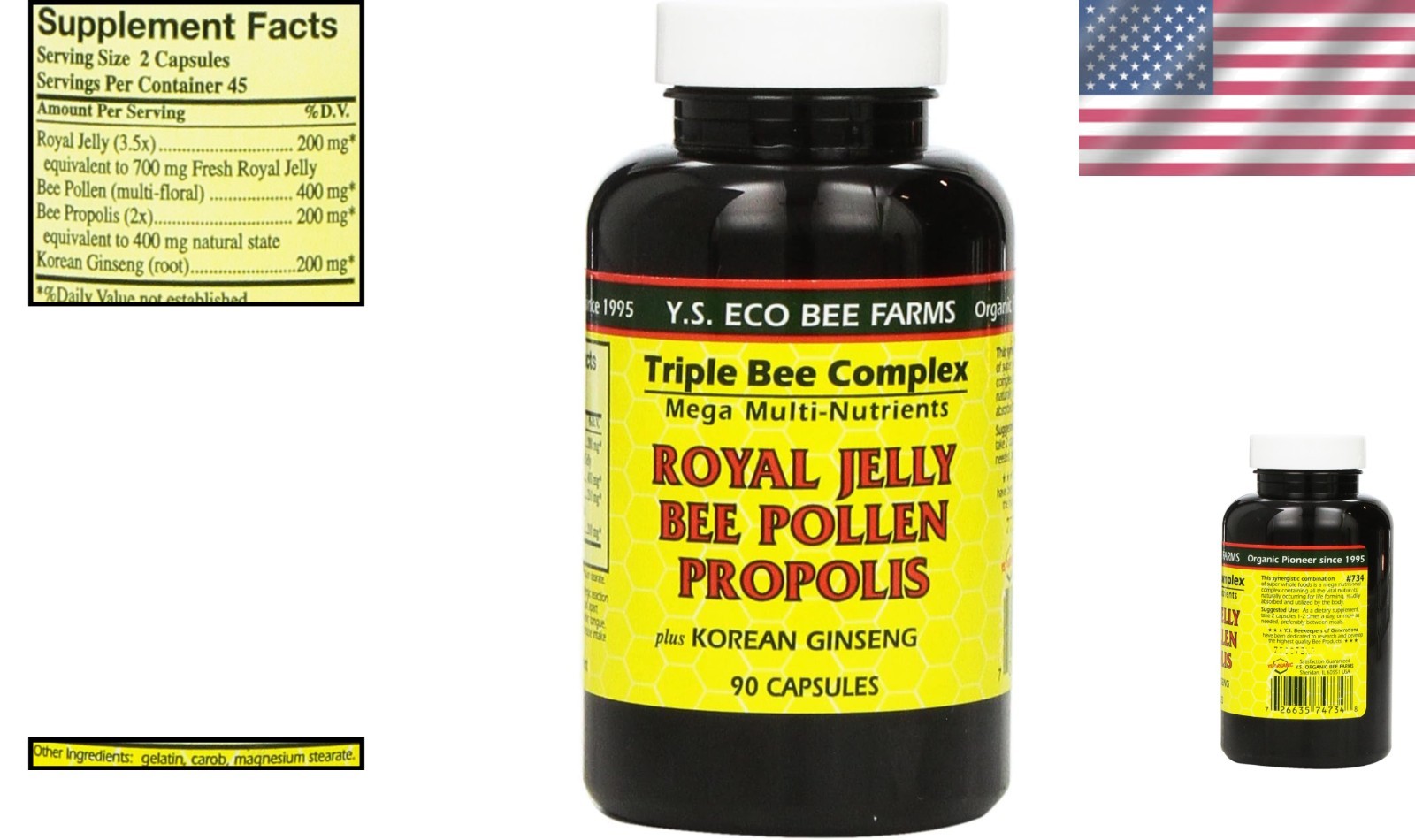 90 Count Ginseng-Infused Royal Jelly, Bee Pollen & Propolis for Kids’ Health