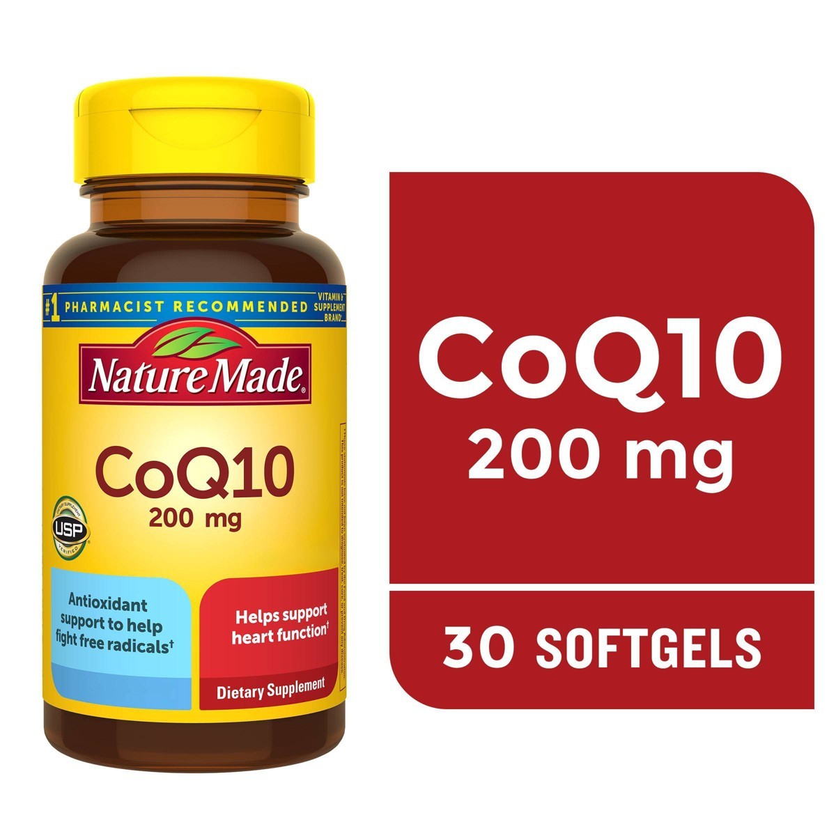 Nature Made CoQ10 200mg, CoQ10 200mg Softgels for Heart Health Support, 30ct