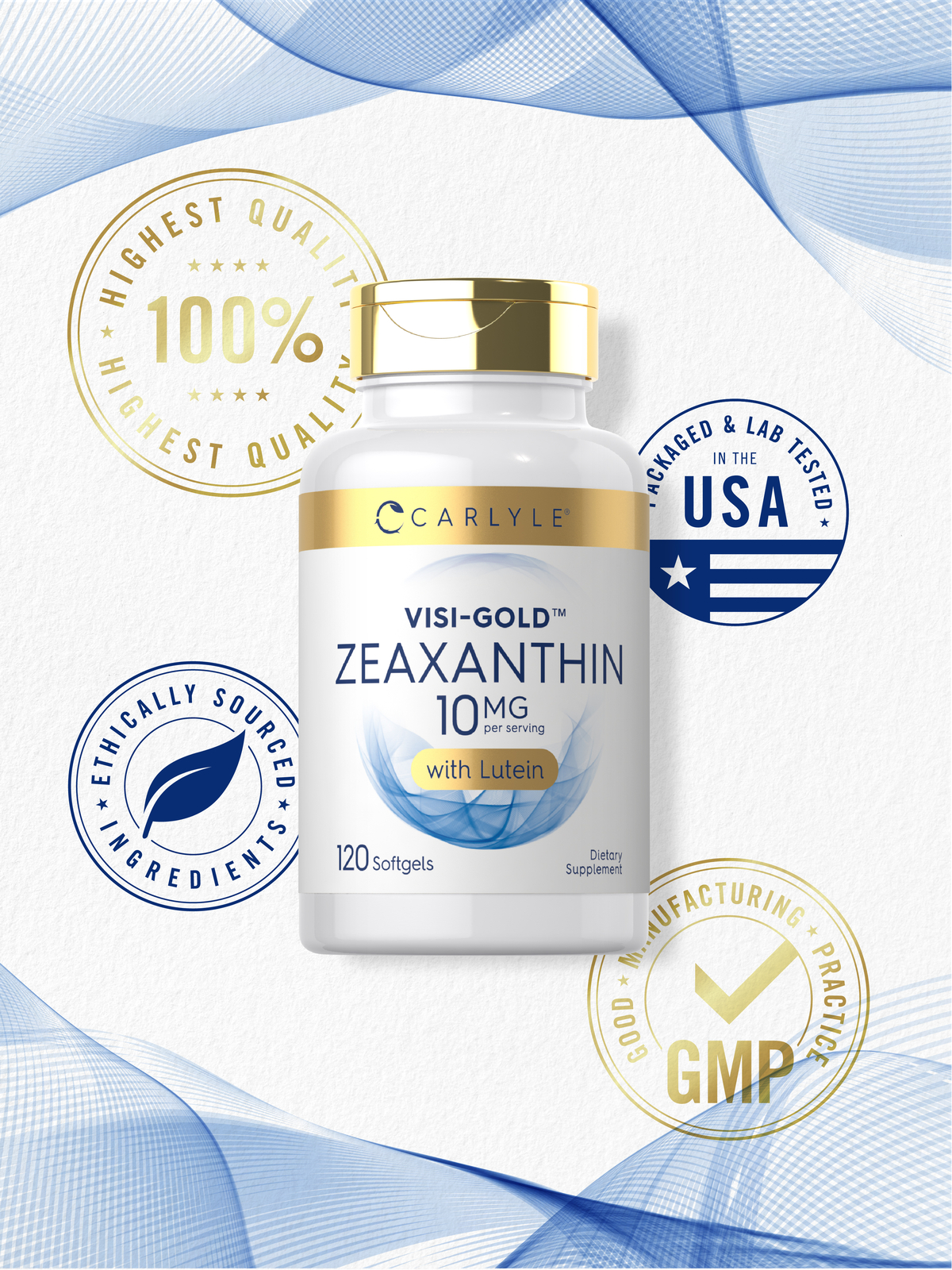 Zeaxanthin 14mg | 120 Softgels | Non-GMO, Gluten Free Supplement | by Carlyle