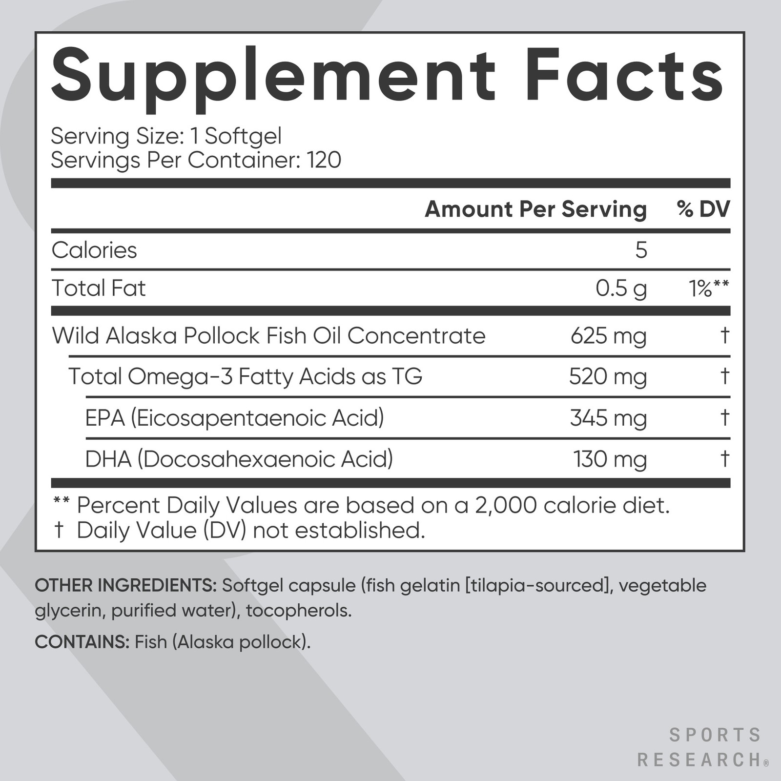 Fish Oil Mini-Softgels Easy to Swallow Omega-3 Fatty Acids 625mg 120 Capsules