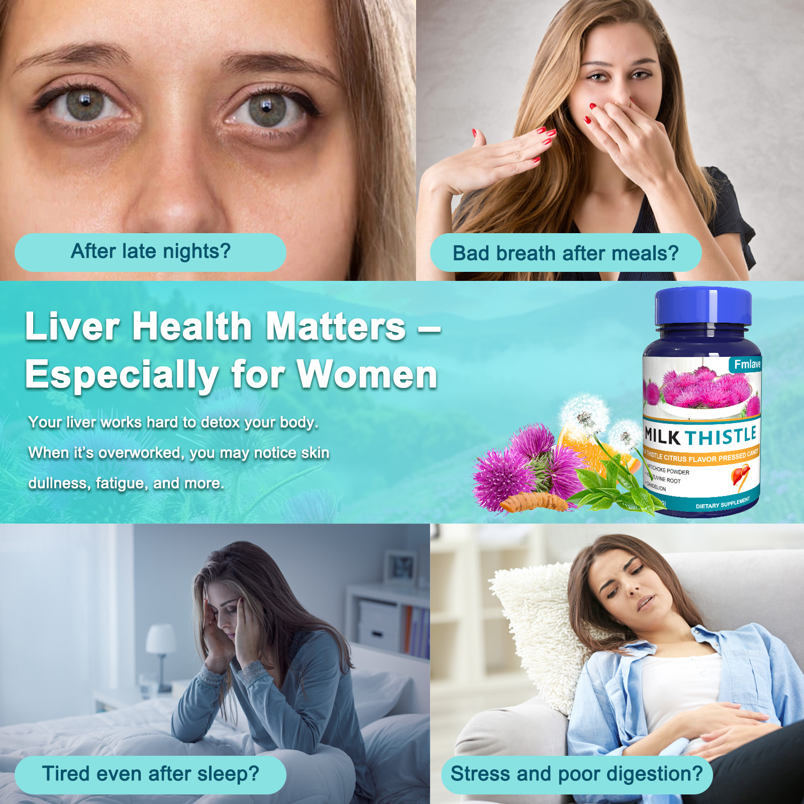 4x Liver Cleanse Detox Milk Thistle Silymarin Artichoke Dandelion Turmeric 240ct