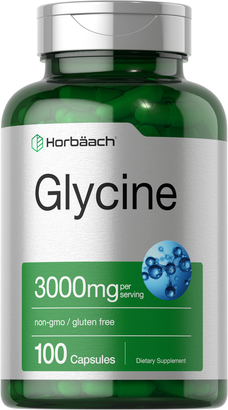 Glycine Capsules | 3000 mg | 100 Count | Non-GMO, Gluten Free | by Horbaach