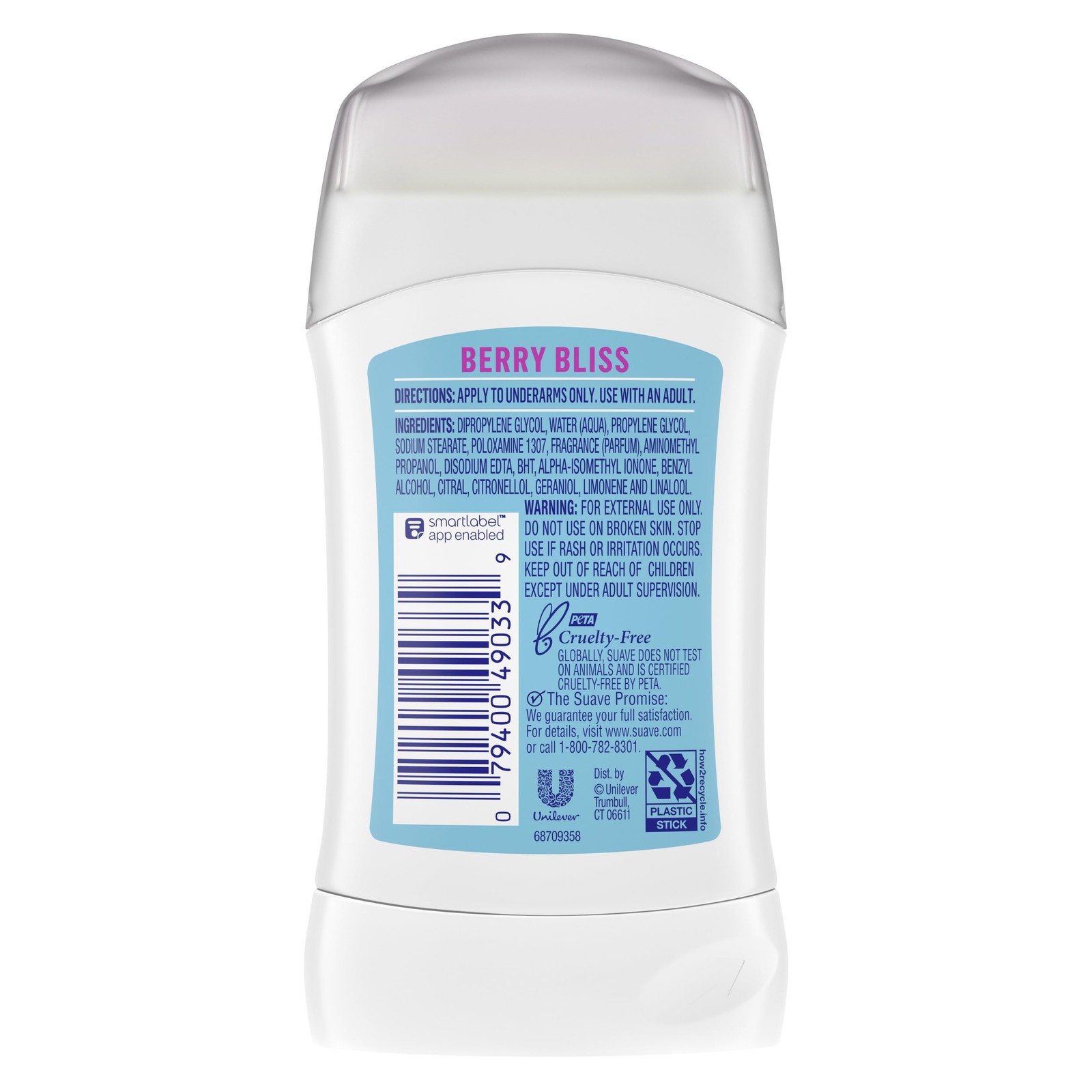 Suave Fresh Vibes Deodorant Stick Berry Bliss Aluminum 2.6 Fl Oz (Pack of 1)