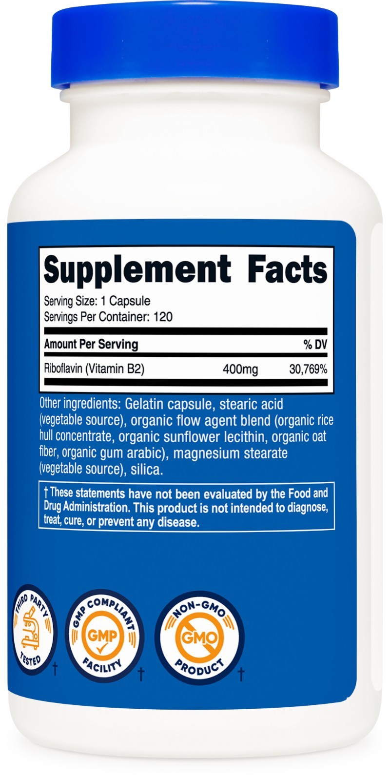 Nutricost Vitamin B2 (Riboflavin) 400mg, 120 Capsules – Gluten Free, Non-GMO