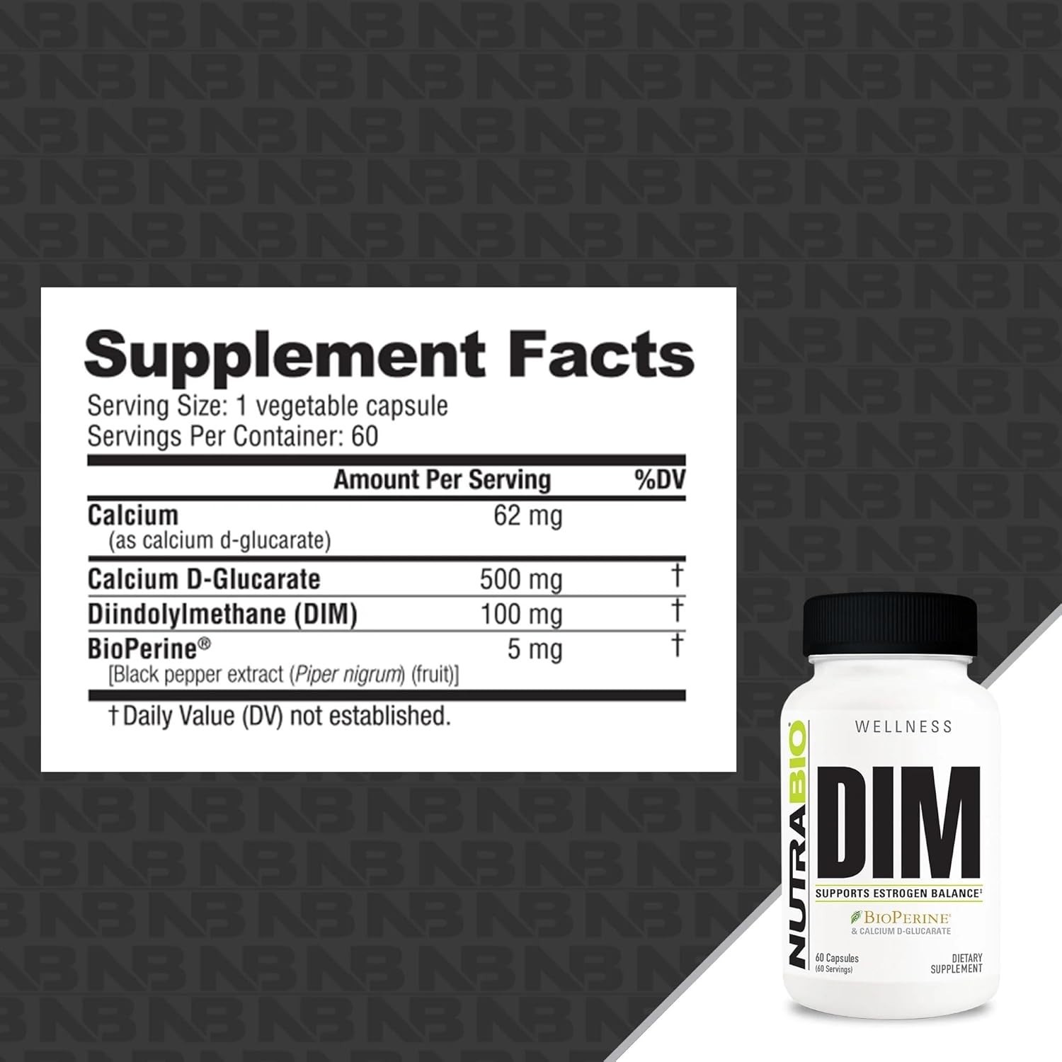 NutraBio DIM Supplement, Supports Estrogen Balance, 100mg – 60 Vegetable…