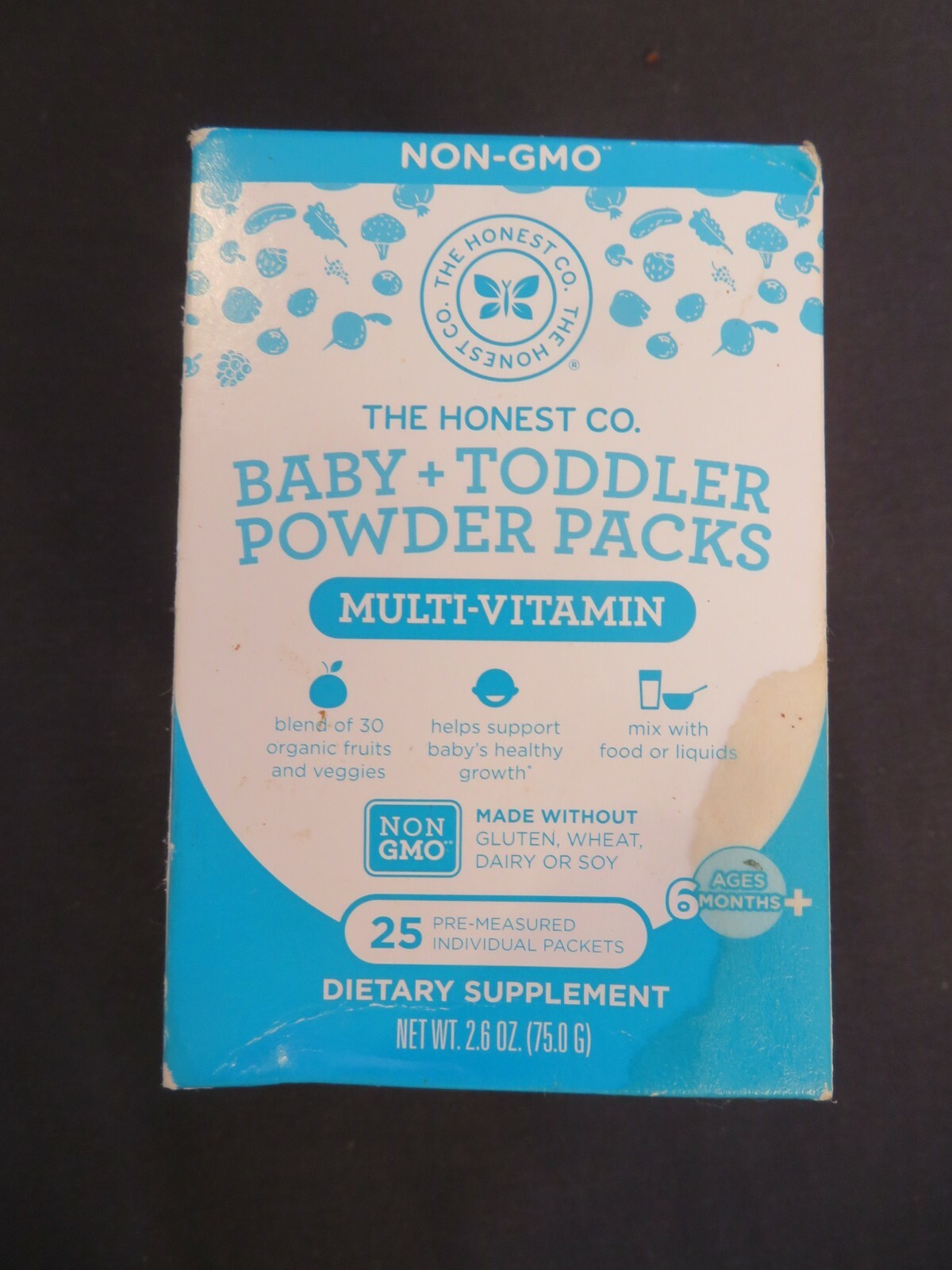 The Honest Co. Baby + Toddler Powder Packs Multi-Vitamin 25 Packets 2.6 Oz Box