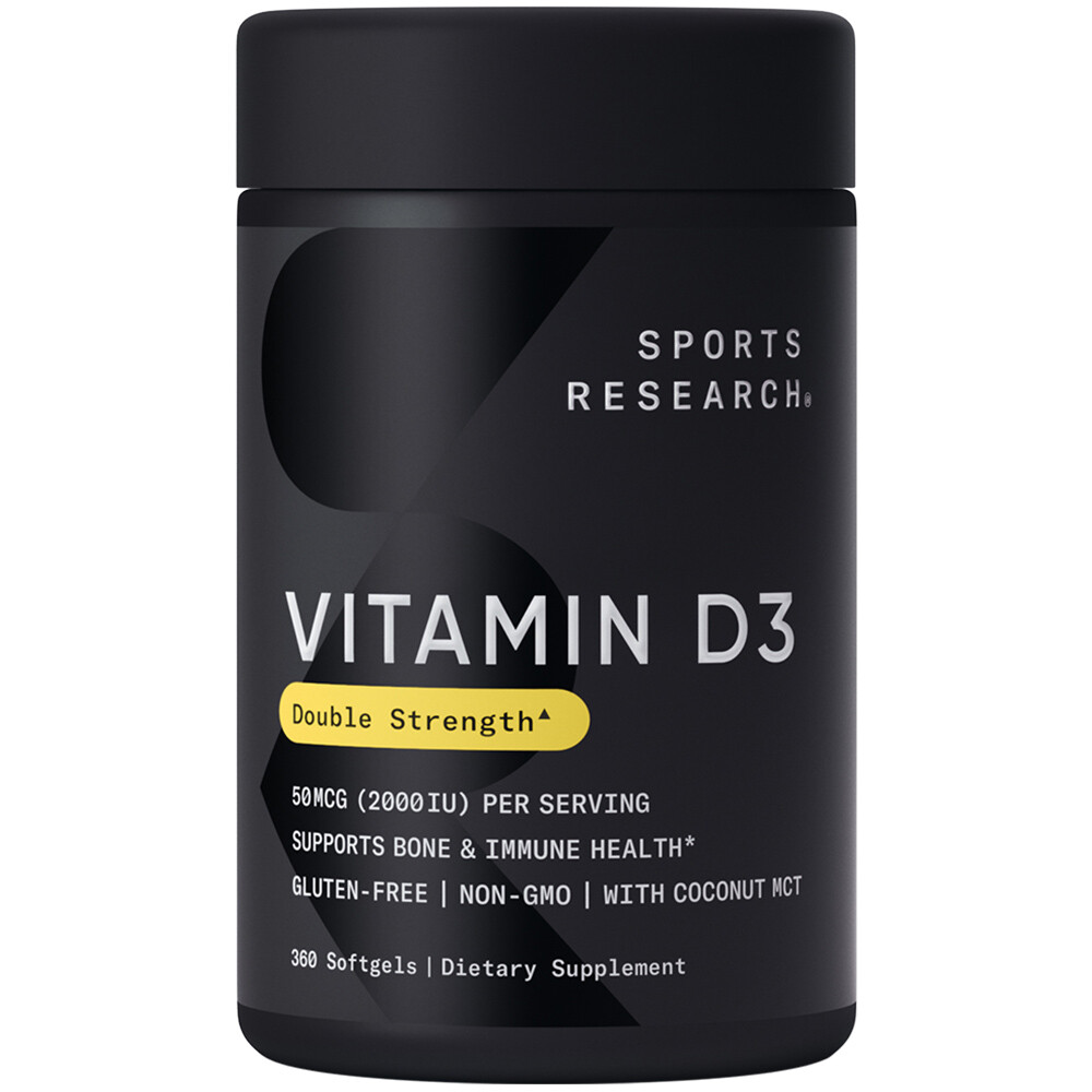 Vitamin D3 2000 IU with Coconut MCT Oil – High Potency Supplement (360 Softgels)