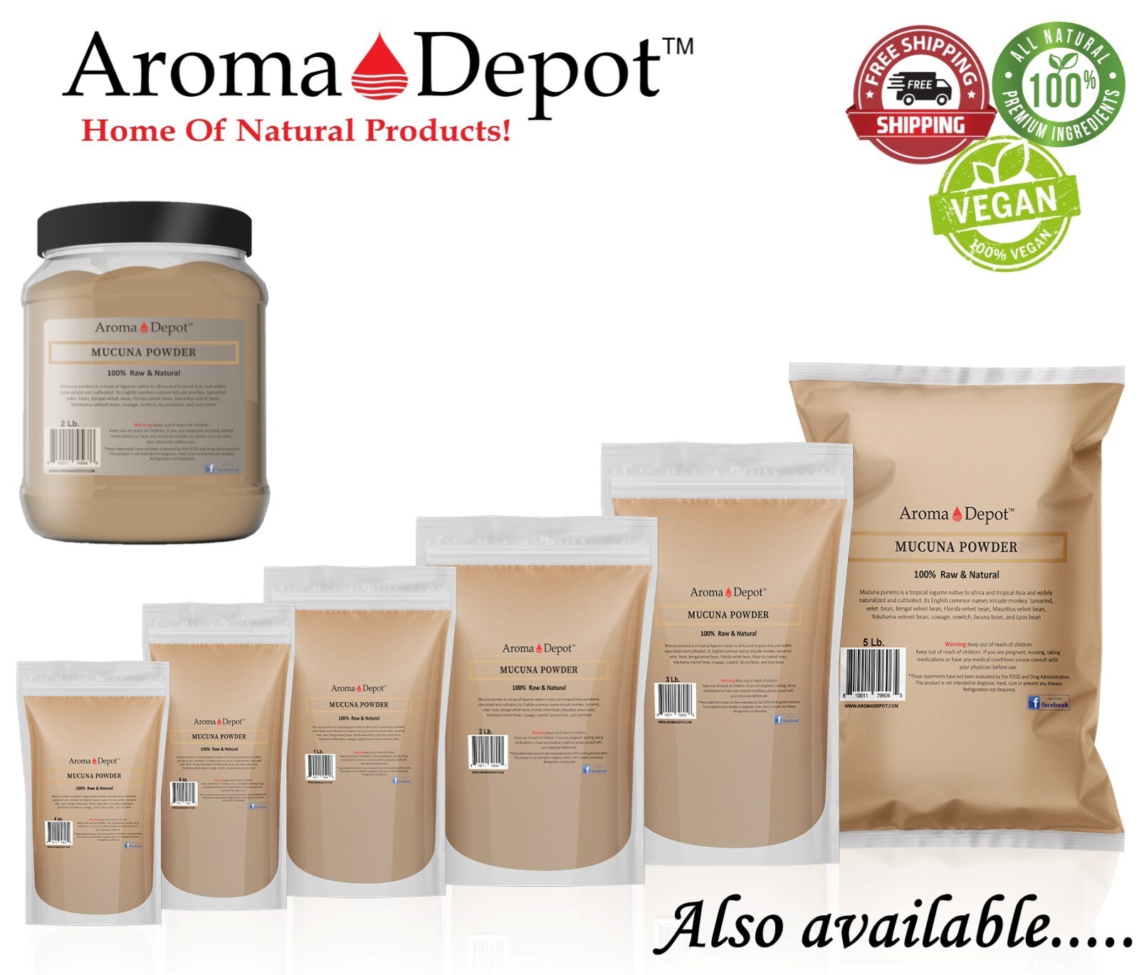 2 lb. Mucuna Pruriens Bean Extract Powder Haba del Terciopelo Raw JAR