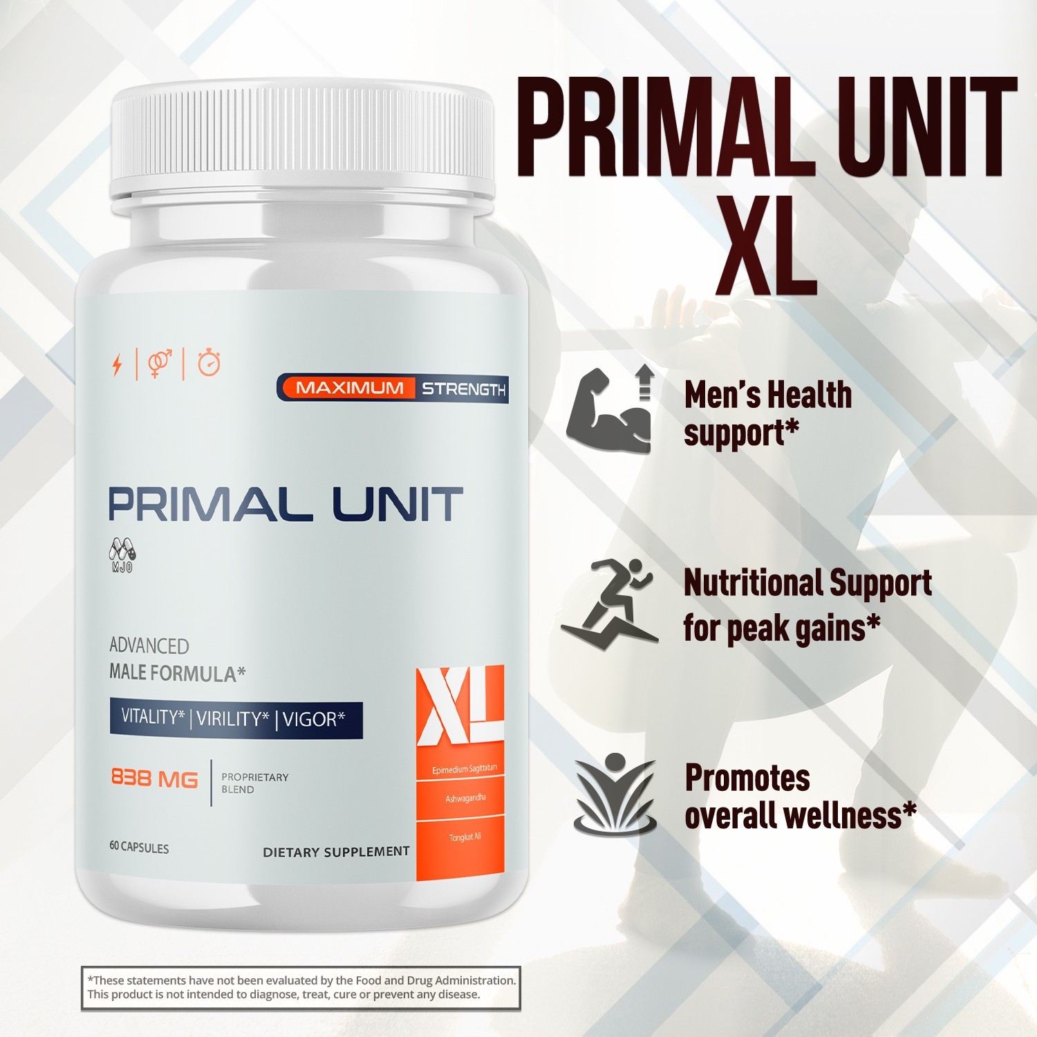 (1 Pack) Primal Unit XL Advanced Male Health Support PrimalUnitXL 60 Capsules