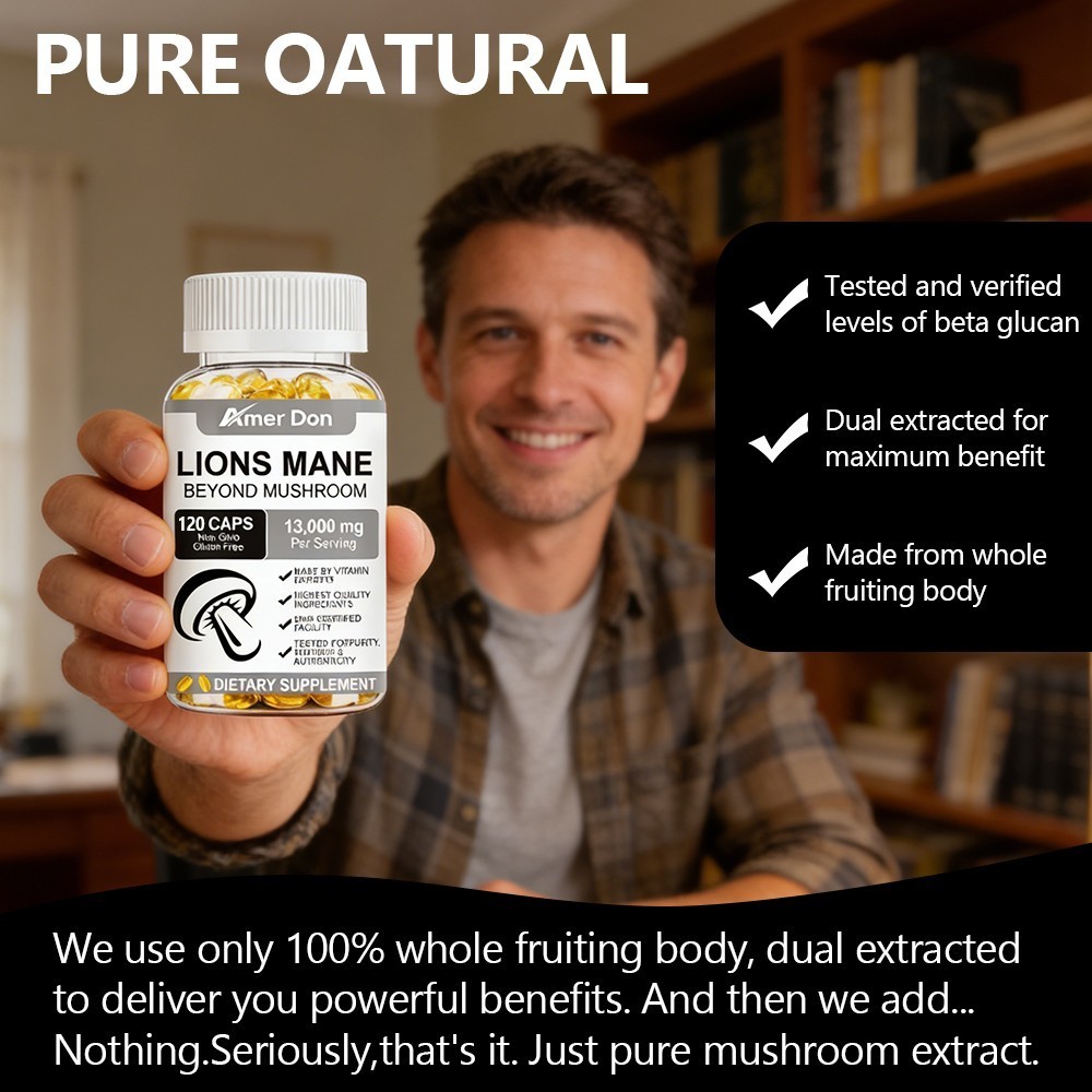 Organic Lion’s Mane Mushroom Softgels 13000 mg – MEMORY, FOCUS, STRESS SUPPORT