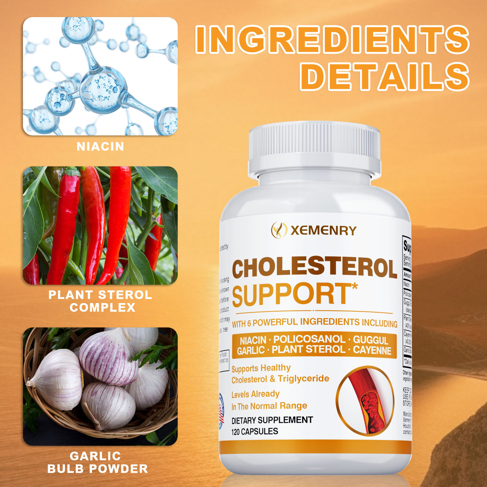 Cholesterol Support 660mg – Heart & Cardiovascular Health – Plant Sterol, Garlic