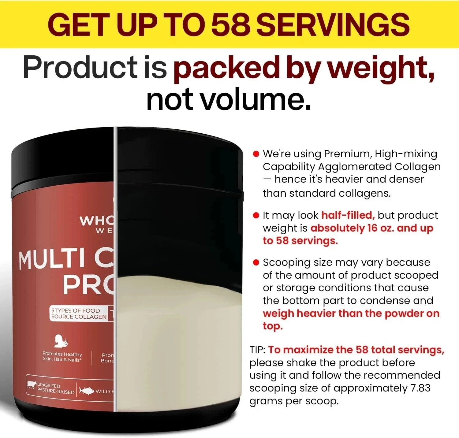 WHOLESOME WELLNESS MULTI COLLAGEN PROTEIN POWDER.UNFLAVORED.EXP 12/2028