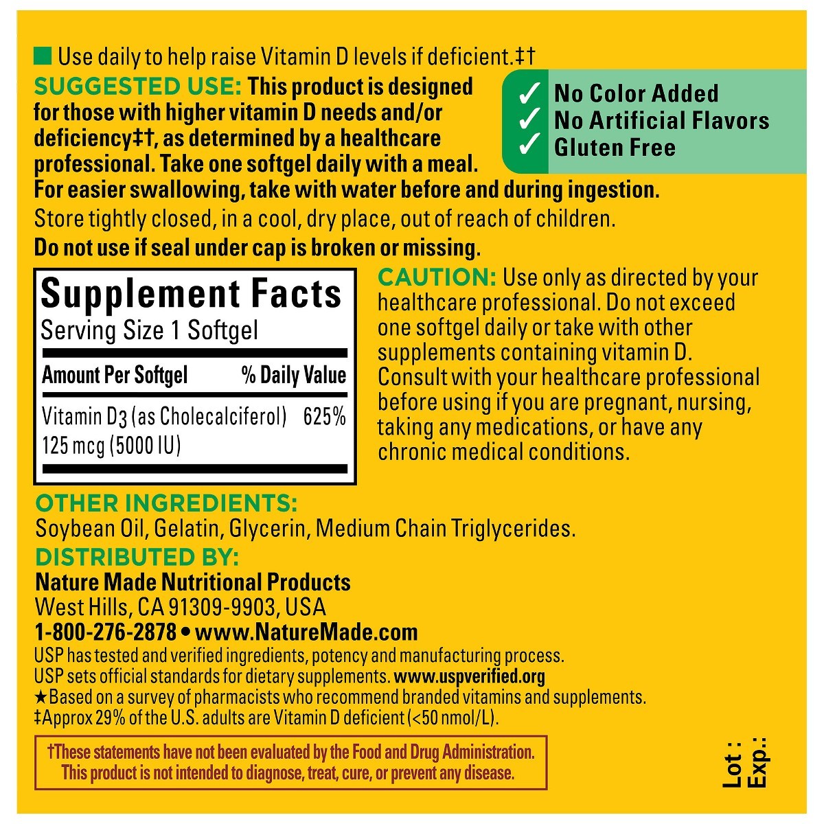 Nature Made Extra Strength Vitamin D3 5000 IU (125 mcg) – 90ct