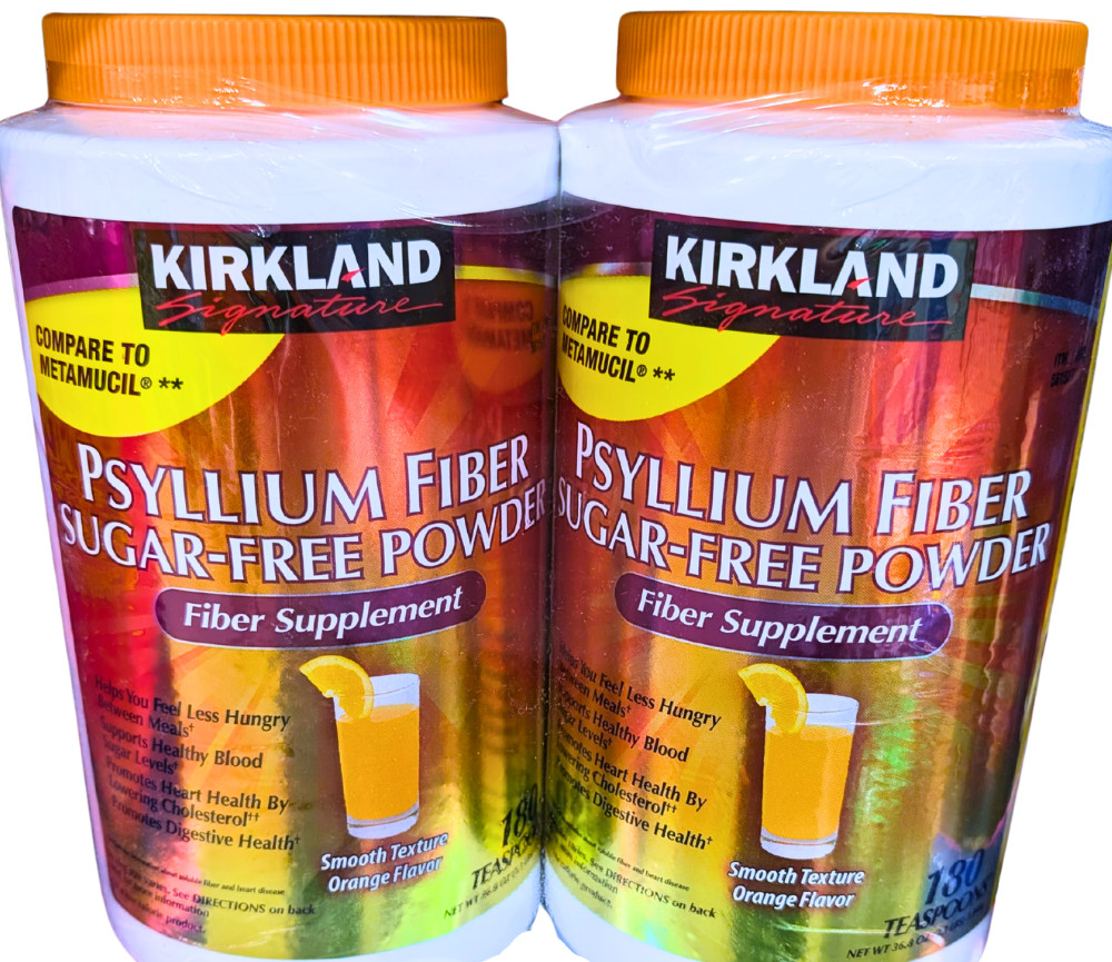 Kirkland Signature Psyllium Fiber Sugar Free Powder Orange 2×180 Dose EXP 05/27