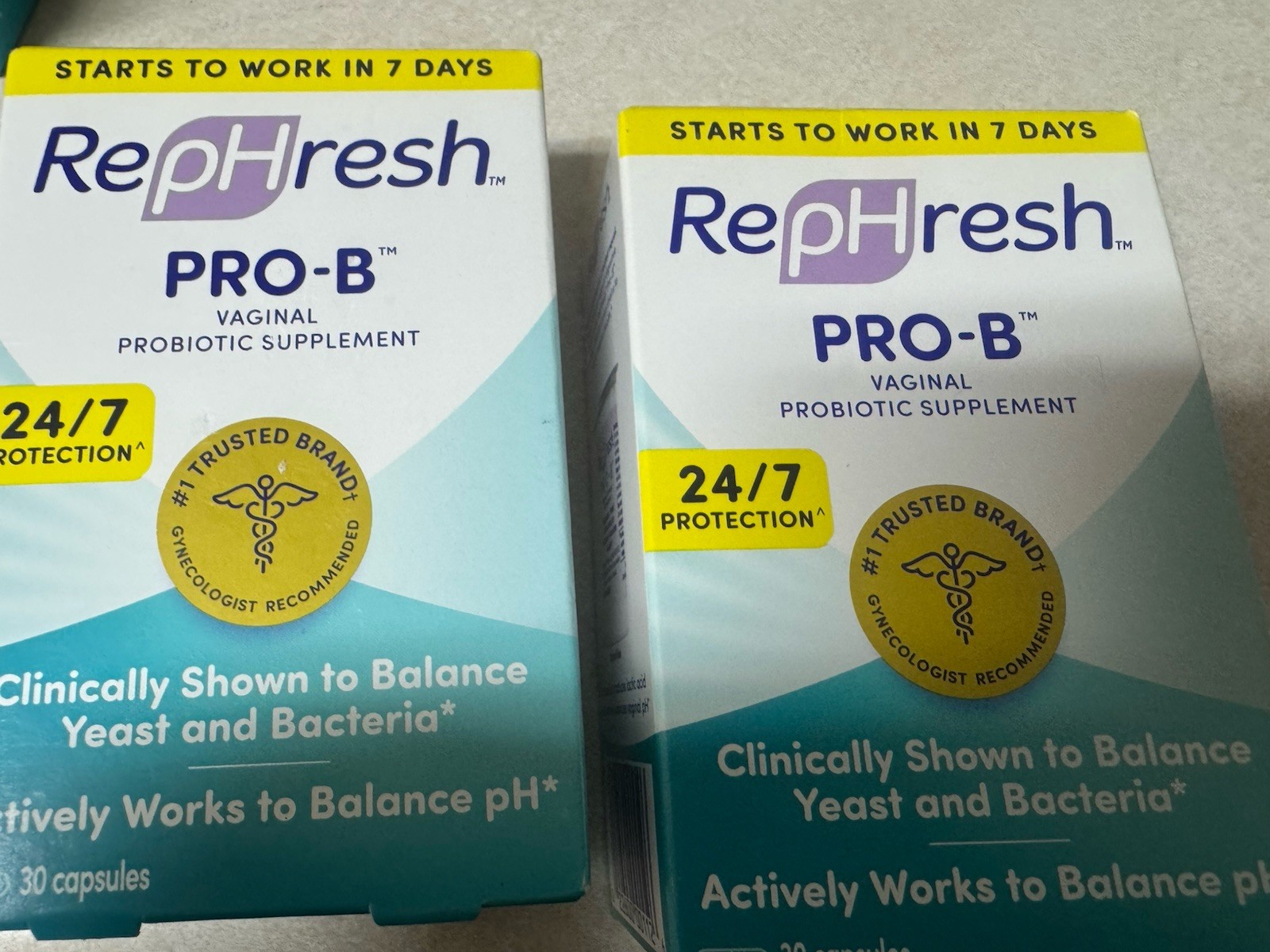 LOT OF 2 Rephresh Pro B Probiotic Feminine Supplement 30 Capsules Each Exp 3/27