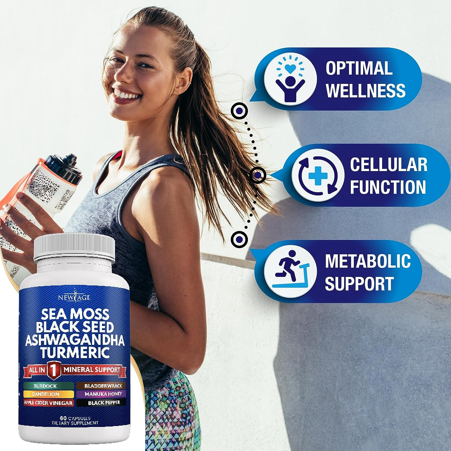 Silica Sea Moss 3000Mg Black Seed Oil 2000Mg Ashwagandha 1000Mg Turmeric 1000Mg