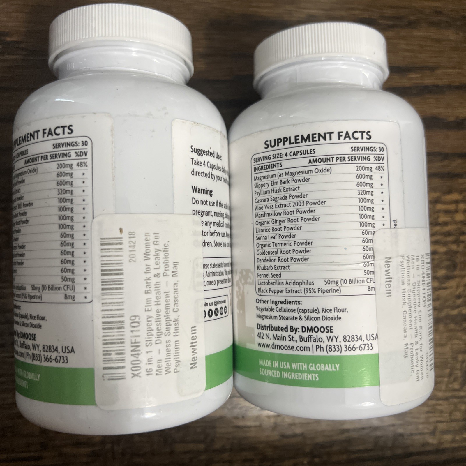 DMoose Slippery Elm Complex – All-in-One Supplement for Gut Wellness, 120 ct 2pk