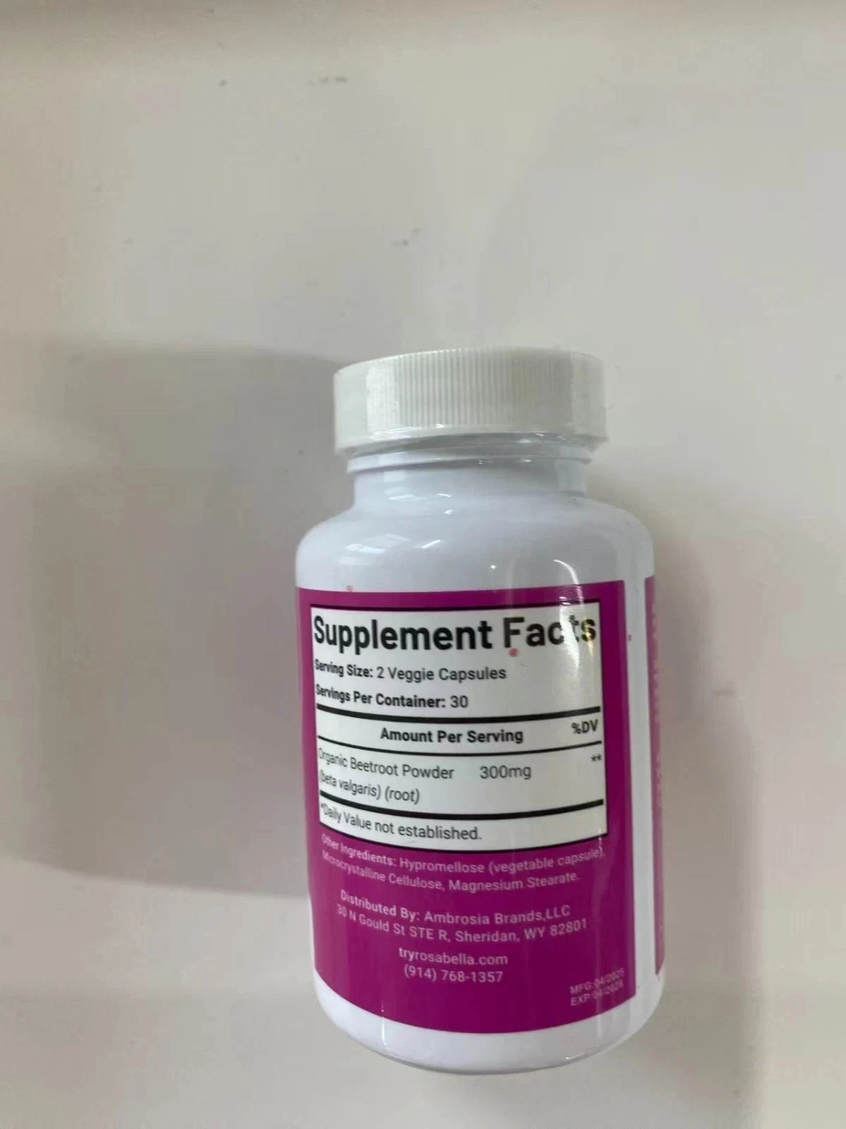 3PCS Rosabella Organic Beet Root 60 Capsules Natural Energy Boost Blood Pressure