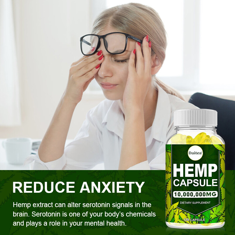 HEMP Capsule For Calm,Sleep,Stress,Anxiety,Pain,Muscle,Relax 30/60/120 Capsules