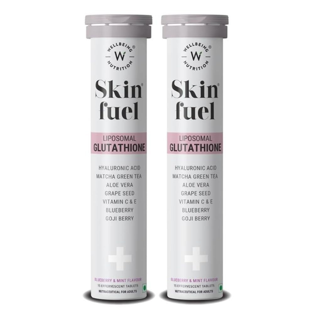 Wellbeing Nutrition Skin Fuel Liposomal Glutathione 90% 15 Veg Tabs each Pack