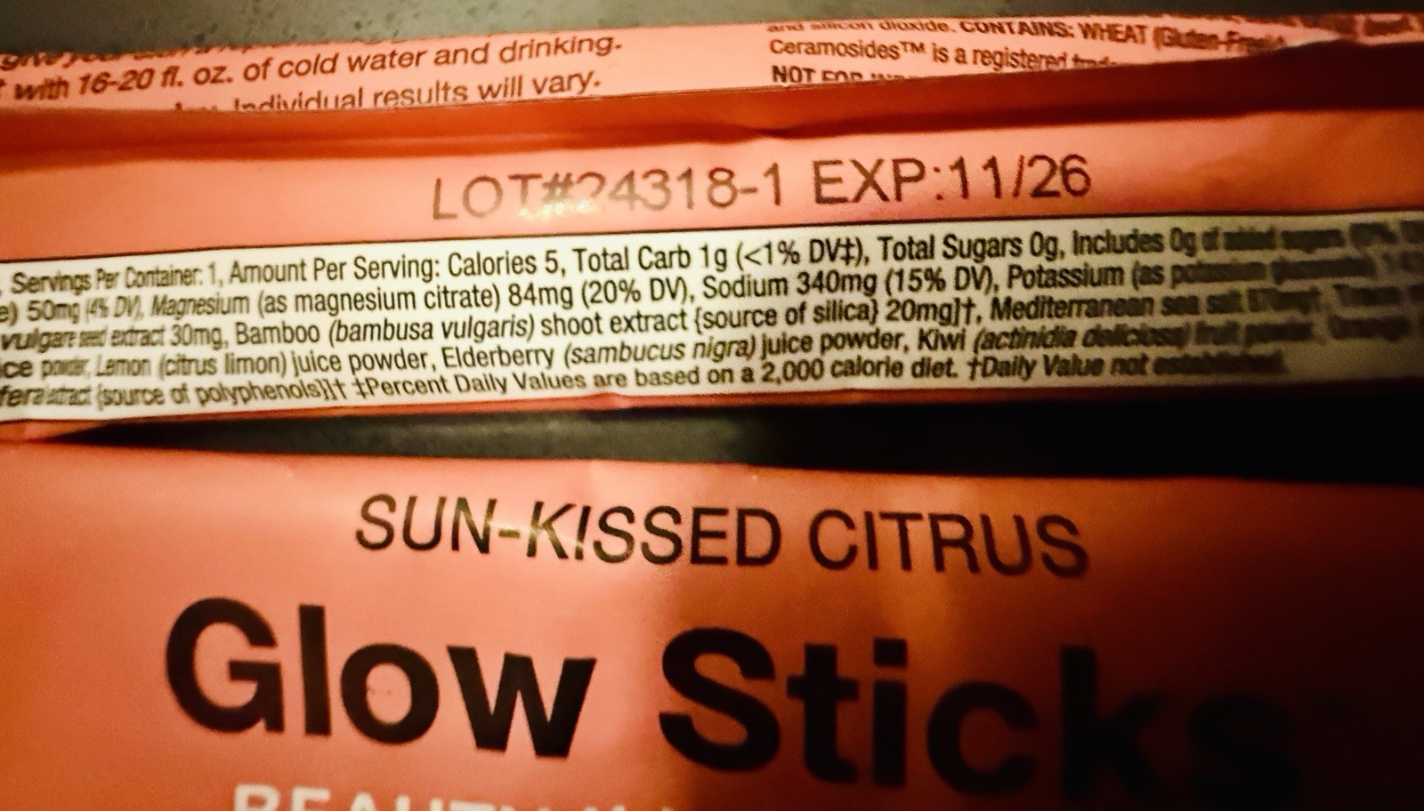 SeroVital Glow Sticks Beauty illumination -Sun-Kissed Citrus -28 Count- NIB
