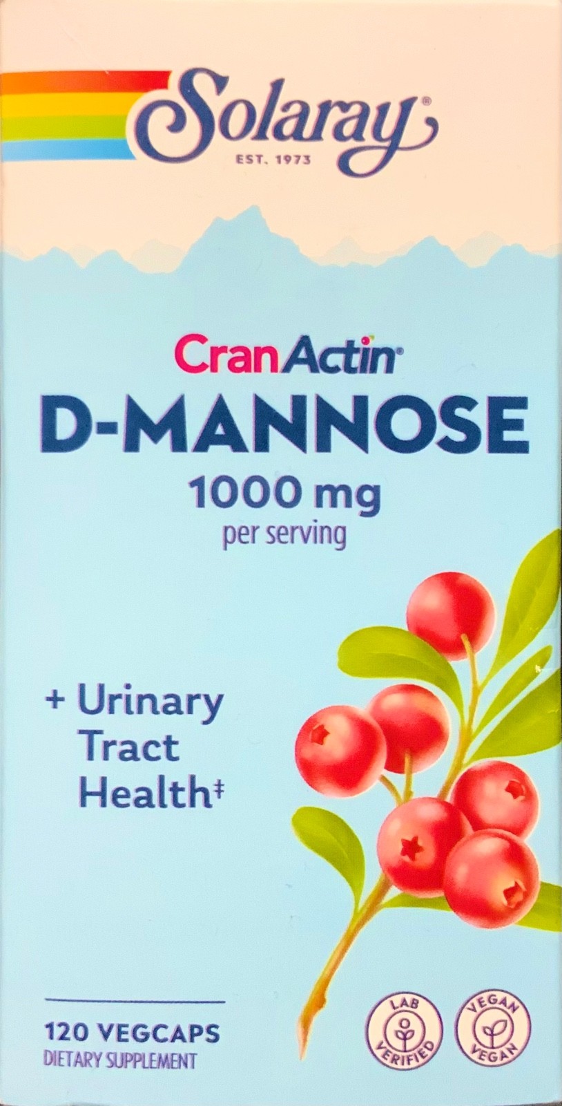 Solaray D-mannose 1000mg Urinary Tract Health 120VCaps Exp 04/2027