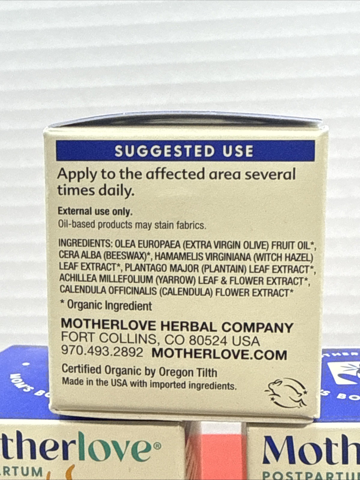 Motherlove: Rhoid Balm 1 FL OZ 29.5 mL Postpartum Organic Herbal Relief Non GMO
