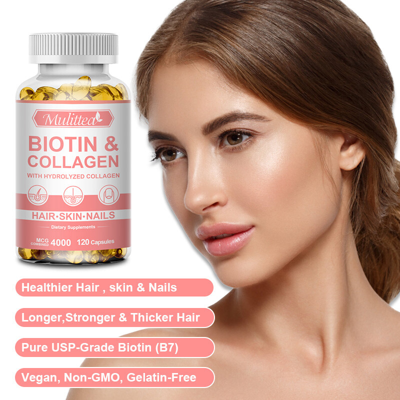 Biotin & Collagen Capsules 4000mcg For Hair,Skin,Nails Health Dietary Supplement