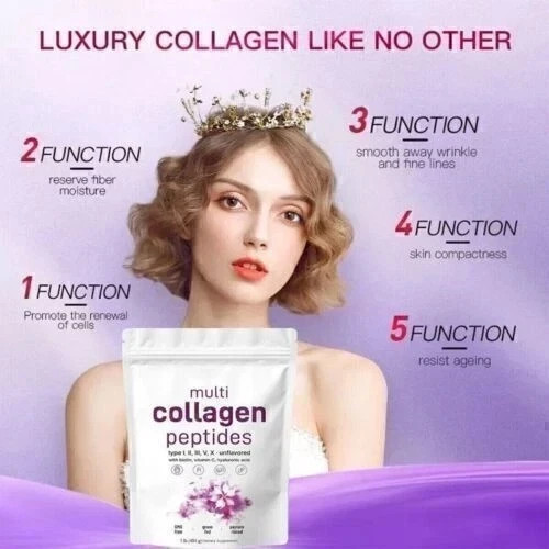 Multi I, II, X Type V, Collagen Peptides Powder–Hydrolyzed III, Protein with 2LB