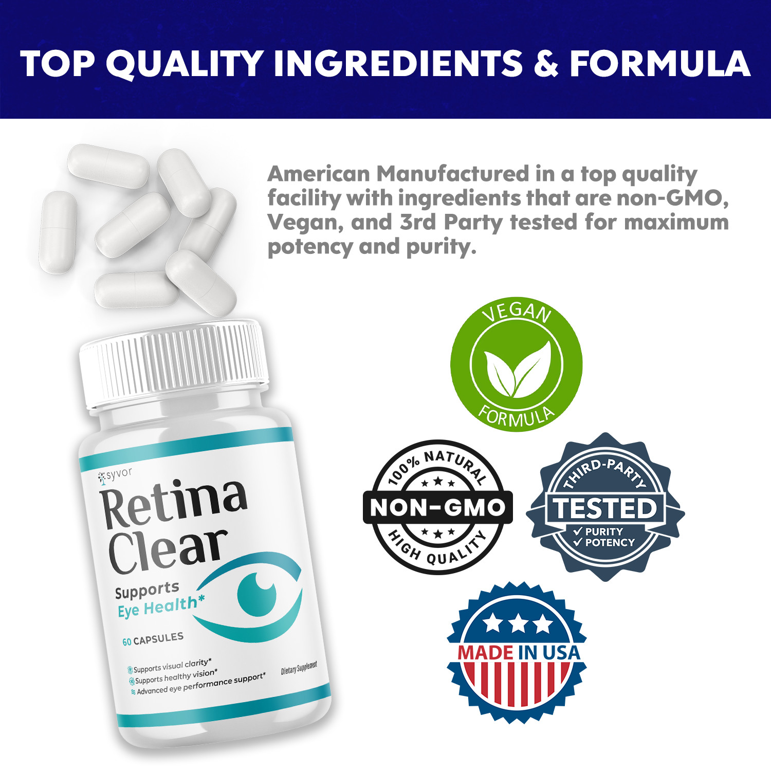 (2 Pack) Retina Clear Capsules, RetinaClear Eye Health Support (120 Capsules)