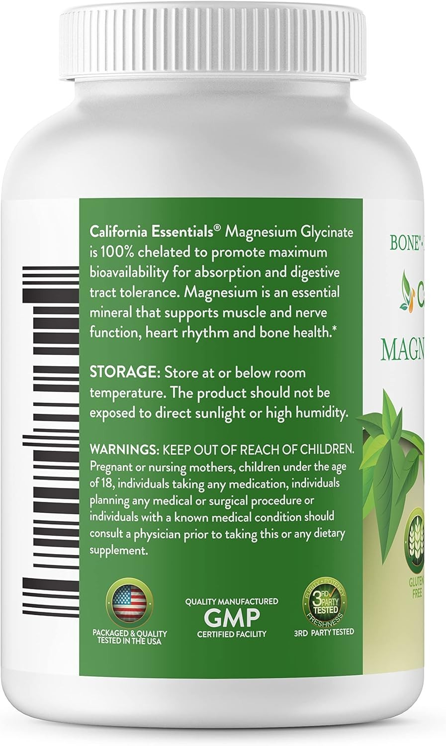 MAGNESIUM GLYCINATE BONE HEART HEALTH MUSCLE AND NERVE HEALTH 400mg FREE SHIP