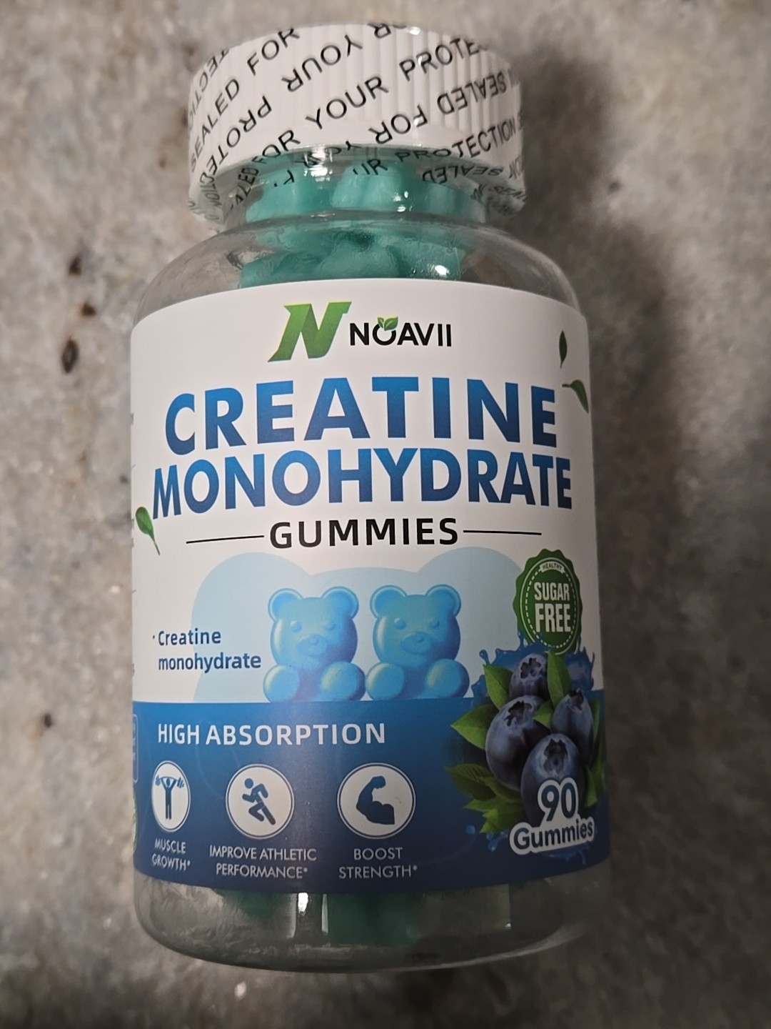 Lot of 2 Novaii Creatine Monohydrate Gummies 5000Mg Unisex, 90ct Blueberry