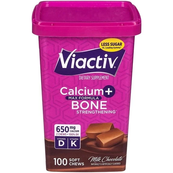 Viactiv Calcium + Vitamin D3 Supplement Soft Chews, Caramel,Calcium 100 Count