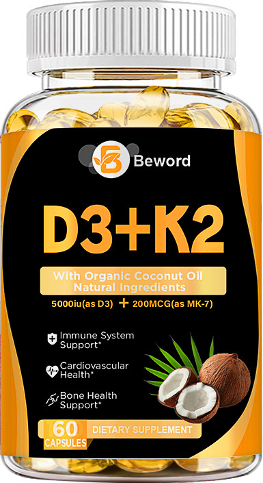 Vitamin D3 5000IU and K2 MK-7 200mcg – 120 Capsules – Immune Support Wellness