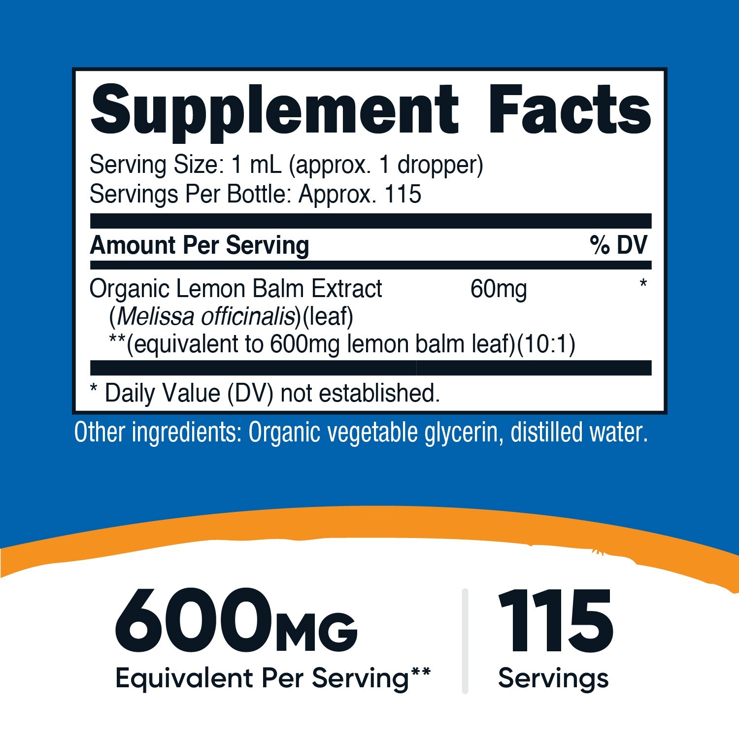 Nutricost Organic Lemon Balm Liquid Extract (600mg) 3.8 Fl. Oz – USDA Organic