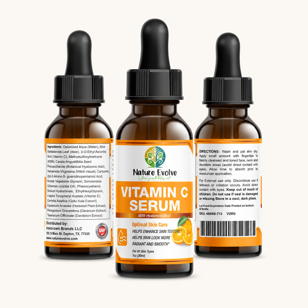 Nature Evolve Vitamin C Serum with Hyaluronic Acid – 1 fl oz (30 ml)
