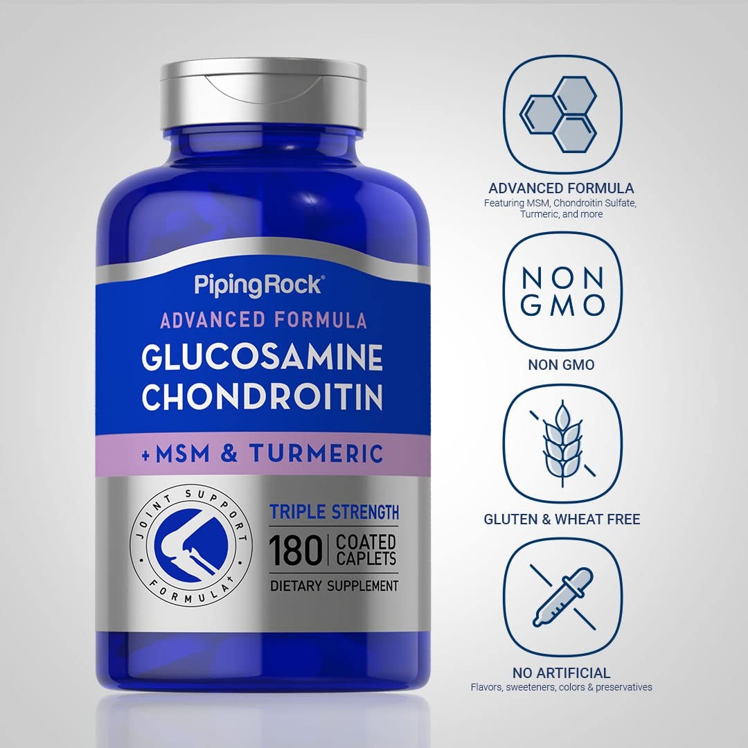 Piping Rock Glucosamine Chondroitin MSM Turmeric | 180 180 Count (Pack of 1)