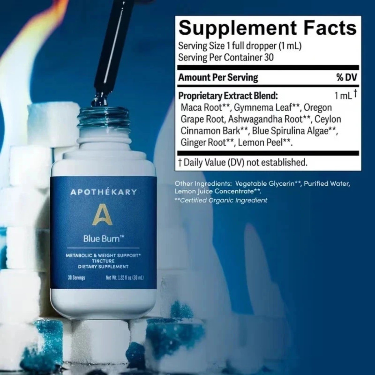 brand new Apothékary Blue Burn Metabolic & Weight Support Tincture 1.0 oz+++-